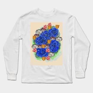 Blue Roses and Tulip Fantasy Long Sleeve T-Shirt